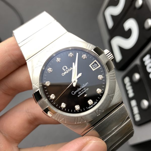 VS Factory Omega Constellation Co-Axial 38mm Black Diamond Dial (123.10.38.21.51.001) — detail view 2