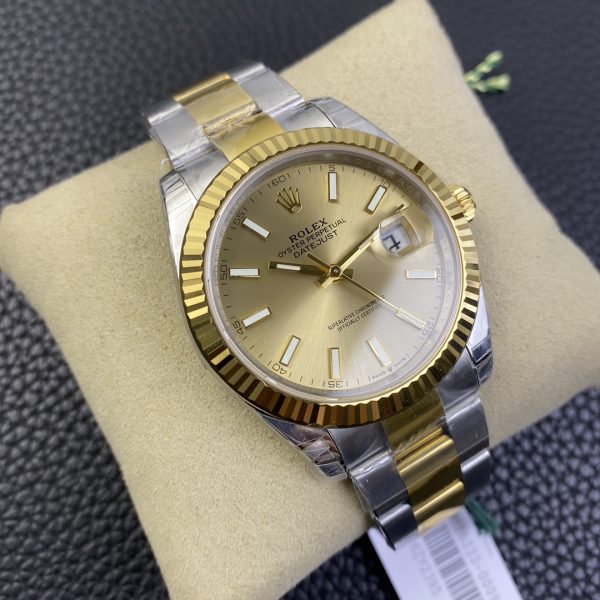 VS Factory Rolex Datejust 41mm Two-Tone Yellow Gold Champagne Sunburst Dial Fluted Bezel Oyster Bracelet… — detail view 2