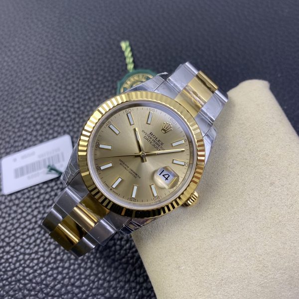 VS Factory Rolex Datejust 41mm Two-Tone Yellow Gold Champagne Sunburst Dial Fluted Bezel Oyster Bracelet… — detail view 4