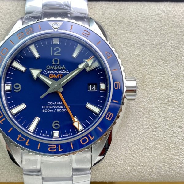 VS Factory Omega Seamaster Planet Ocean 600M GMT “GoodPlanet” Blue Dial Orange Aluminum GMT hand Blue… — front product view