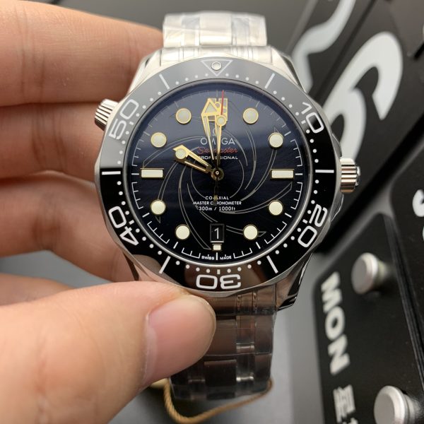 VS Factory Omega Seamaster Diver 300M James Bond 50th Anniversary OHMSS 42mm Black Gun-Barrel Dial Black… — front product view