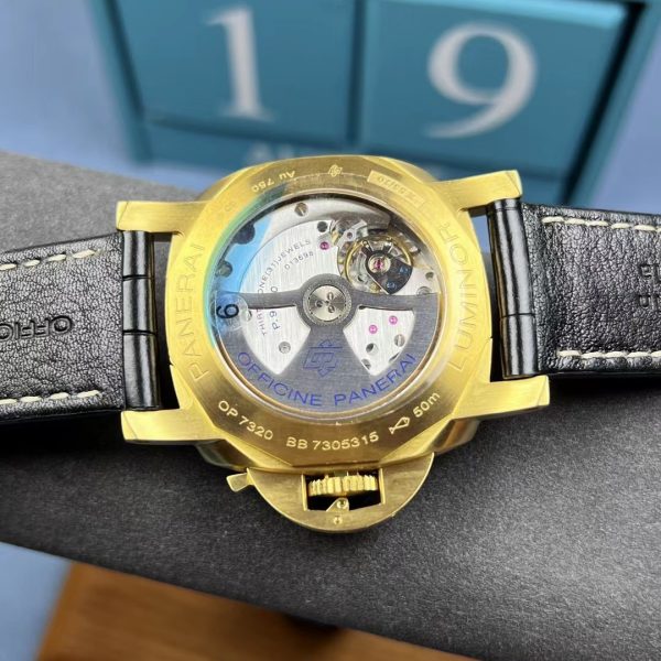 VS Factory Panerai Luminor Marina 44mm Grey Dial Luminous Arabic Numerals Yellow Gold Plated Smooth Bezel… — detail view 4