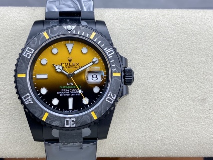 VS Factory Rolex Submariner Date “DiW Yellow Gradient” PVD & Carbon Bezel — front product view
