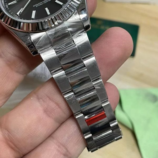 VS Factory Rolex Datejust 41mm Sunburst Slate Grey Dial Fluted Bezel Oyster Bracelet (126334) — detail view 2