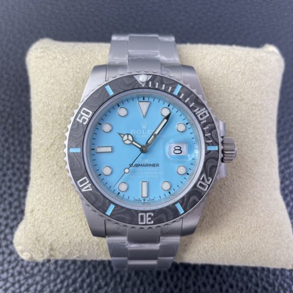 VS Factory Rolex Submariner Date “DiW Tiffany Blue” Carbon Bezel & Matte Case — front product view