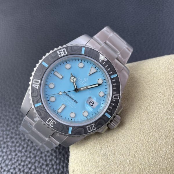 VS Factory Rolex Submariner Date “DiW Tiffany Blue” Carbon Bezel & Matte Case — detail view 3
