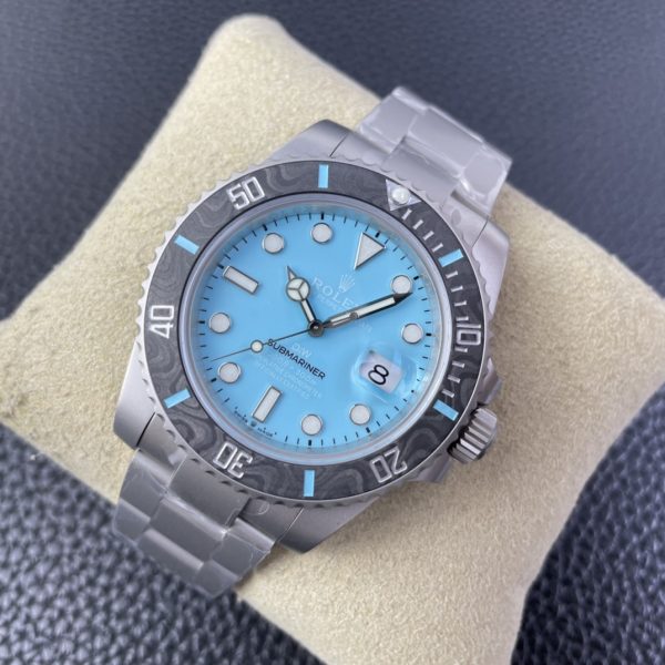 VS Factory Rolex Submariner Date “DiW Tiffany Blue” Carbon Bezel & Matte Case — detail view 5