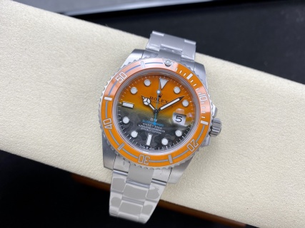 VS Factory Rolex Submariner Date “DiW Orange/Blue” Gradient Carbon Dial (Steel Edition) — detail view 3