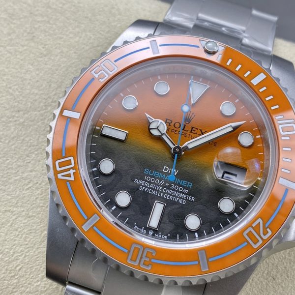VS Factory Rolex Submariner Date “DiW Orange/Blue” Gradient Carbon Dial (Steel Edition) — detail view 1