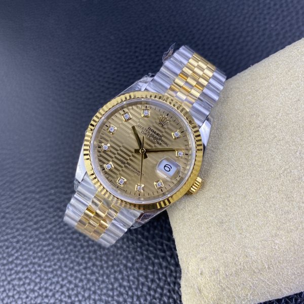 VS Factory Rolex Datejust 36mm Two-Tone Yellow Gold Golden Fluted Motif Diamond Dial Jubilee Bracelet… — detail view 5