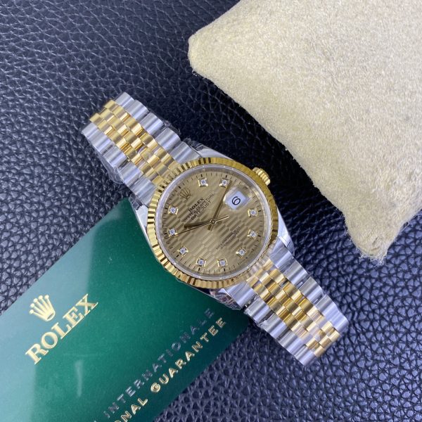 VS Factory Rolex Datejust 36mm Two-Tone Yellow Gold Golden Fluted Motif Diamond Dial Jubilee Bracelet… — detail view 7