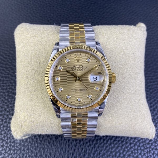 VS Factory Rolex Datejust 36mm Two-Tone Yellow Gold Golden Fluted Motif Diamond Dial Jubilee Bracelet… — front product view