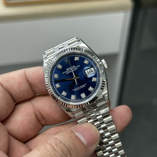 VS Factory Rolex Datejust 36mm Sunburst Blue Diamond Dial Jubilee Bracelet (126234) — detail view 2
