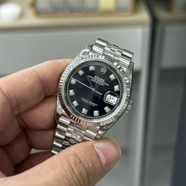 VS Factory Rolex Datejust 36mm Black Diamond Dial Jubilee Bracelet (126234) — detail view 2