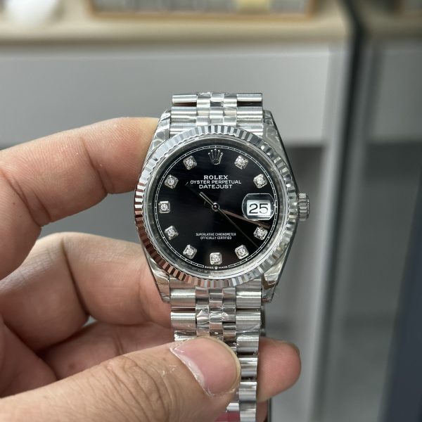 VS Factory Rolex Datejust 36mm Black Diamond Dial Jubilee Bracelet (126234) — front product view
