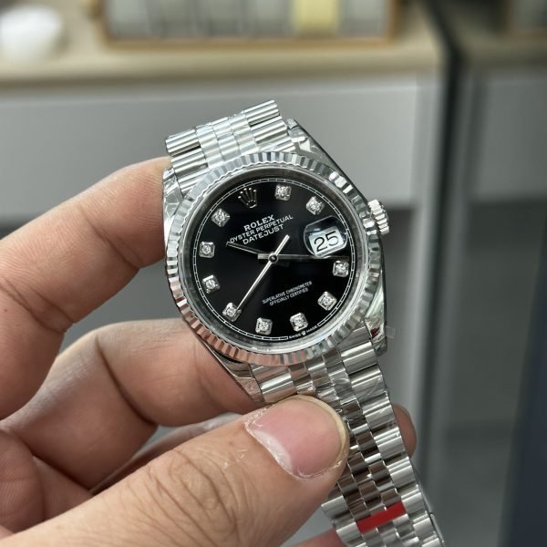 VS Factory Rolex Datejust 36mm Black Diamond Dial Jubilee Bracelet (126234) — detail view 3