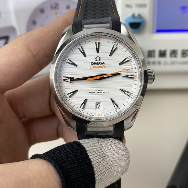 VS Factory Omega Seamaster Aqua Terra 150M 41mm White Dial Orange Rubber Strap (220.12.41.21.02.002) — front product view