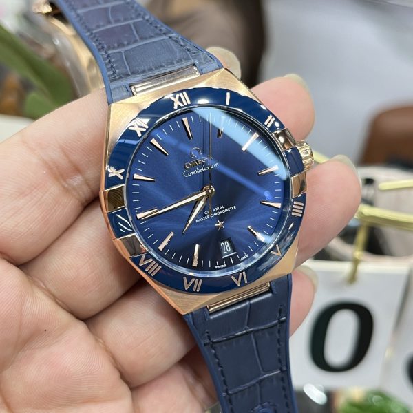 VS Factory Omega Constellation 41mm 18K Sedna Gold Blue Ceramic Bezel (131.63.41.21.03.001) — detail view 3