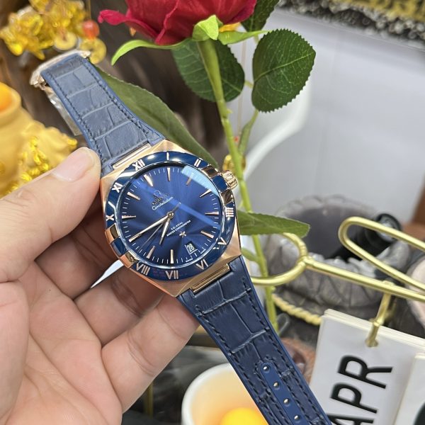 VS Factory Omega Constellation 41mm 18K Sedna Gold Blue Ceramic Bezel (131.63.41.21.03.001) — detail view 8