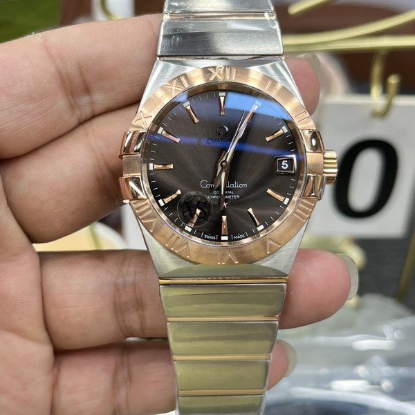 VS Factory Omega Constellation Co-Axial 38mm Two-Tone Sedna Gold Brown Dial (123.20.38.21.13.001) — front product view