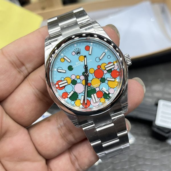VS Factory Rolex Oyster Perpetual 41mm “Celebration Bubble” Motif Dial Smooth Bezel Oyster Bracelet… — detail view 4
