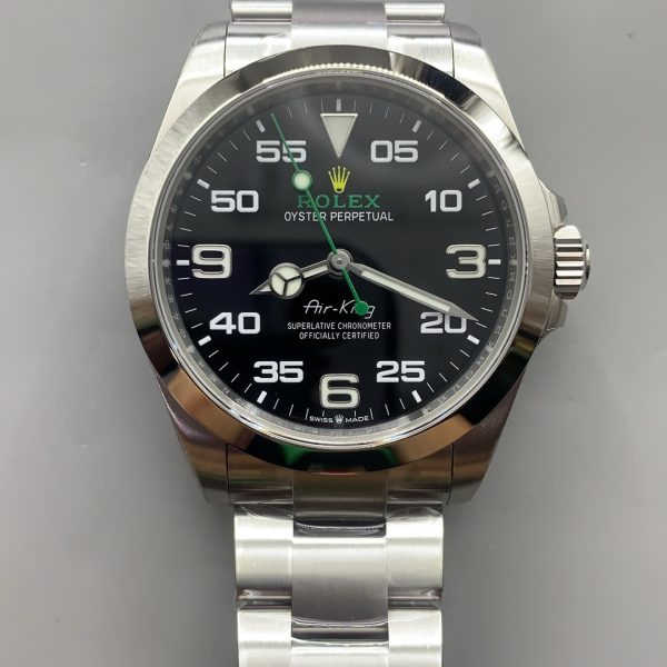 VS Factory Rolex Air-King 40mm Black Dial Smooth Bezel Oyster Bracelet (126900) — front product view