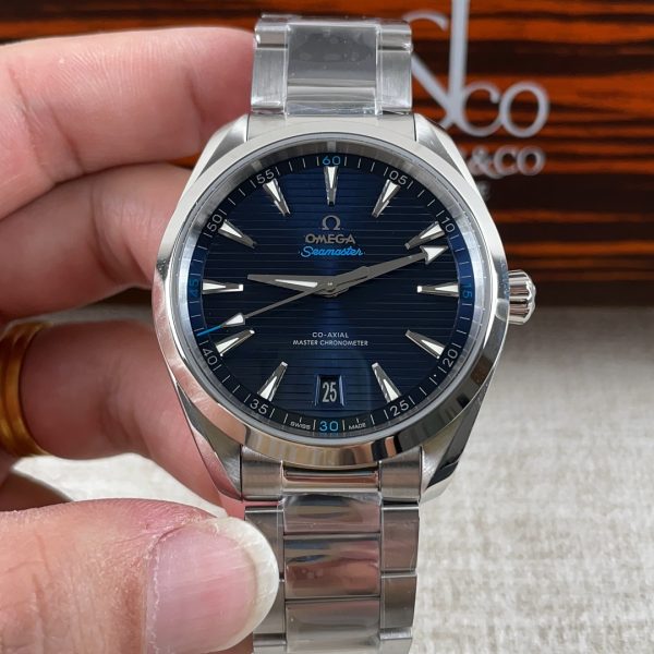 VS Factory Omega Seamaster Aqua Terra 150M 41mm Blue Dial Light Blue Accents (220.10.41.21.03.002) — front product view