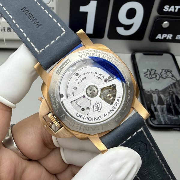 VS Factory Panerai Submersible 42mm Blue Dial Luminous Hour Markers and Dots Bronze Bezel (PAM01074) — detail view 4