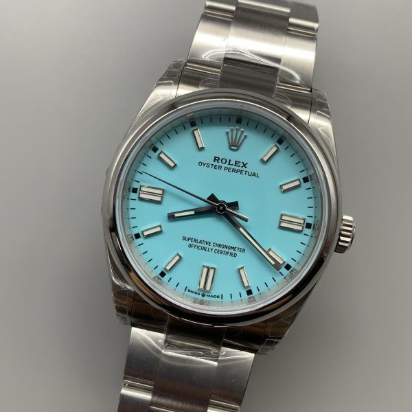 VS Factory Rolex Oyster Perpetual 36mm Turquoise “Tiffany” Blue Dial Smooth Bezel Oyster Bracelet… — detail view 2