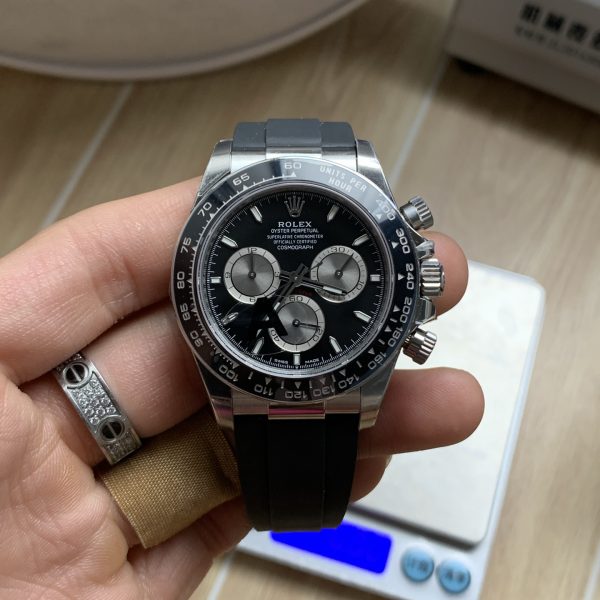 VS Factory Rolex Cosmograph Daytona Black Dial Ceramic Bezel Rubber Strap (126519LN) — front product view