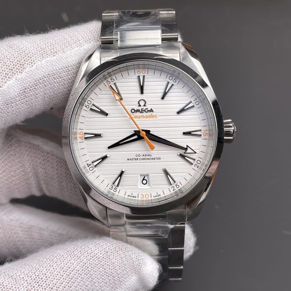 VS Factory Omega Seamaster Aqua Terra 150M 41mm White Dial Orange Accents (220.10.41.21.02.001) — front product view