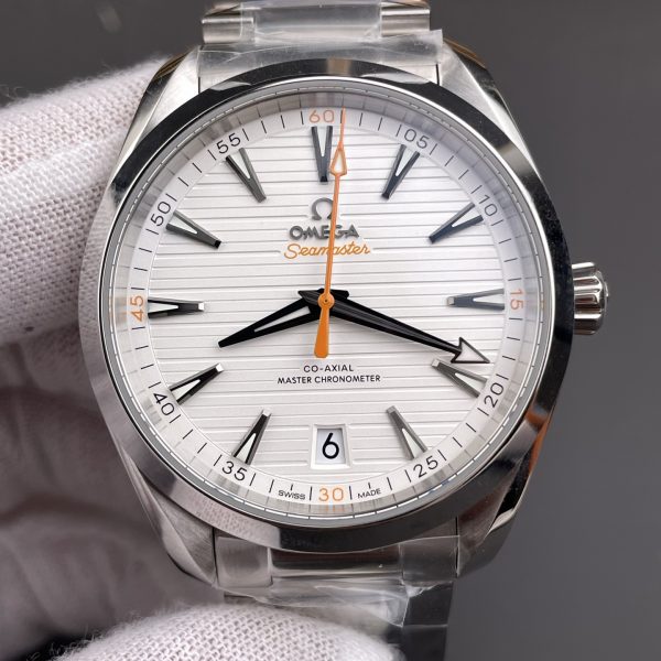 VS Factory Omega Seamaster Aqua Terra 150M 41mm White Dial Orange Accents (220.10.41.21.02.001) — detail view 2