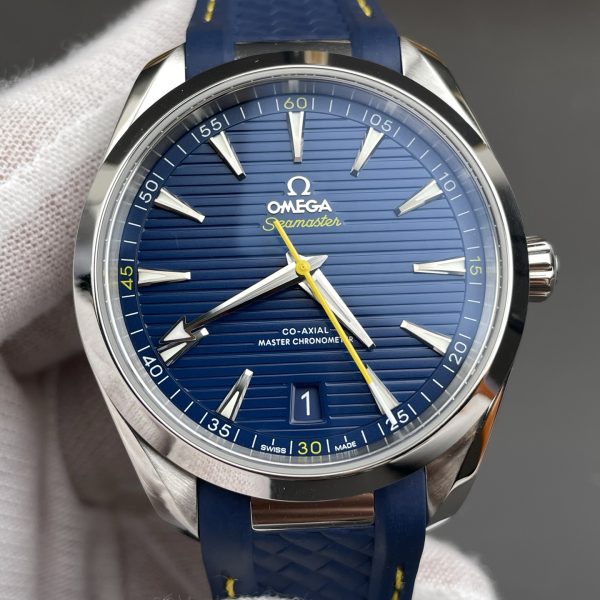 VS Factory Omega Seamaster Aqua Terra 150M 41mm Blue Dial Yellow Accents (220.12.41.21.03.009) — front product view