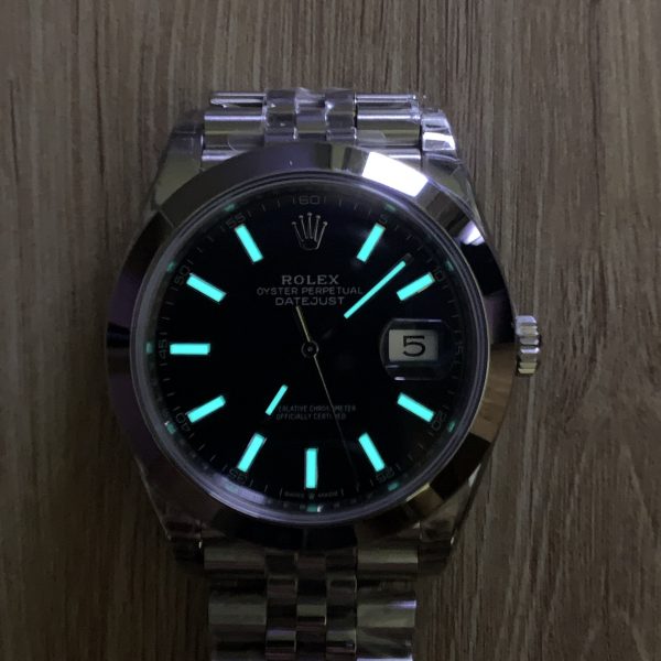 VS Factory Rolex Datejust 41mm Sunburst Slate Grey Dial Smooth Bezel Jubilee Bracelet (126300) — detail view 5