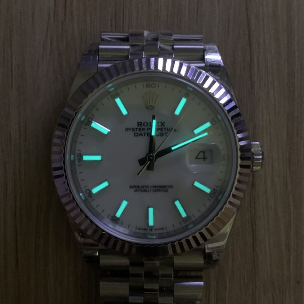 VS Factory Rolex Datejust 41mm Pure White Dial Fluted Bezel Jubilee Bracelet (126334) — detail view 9