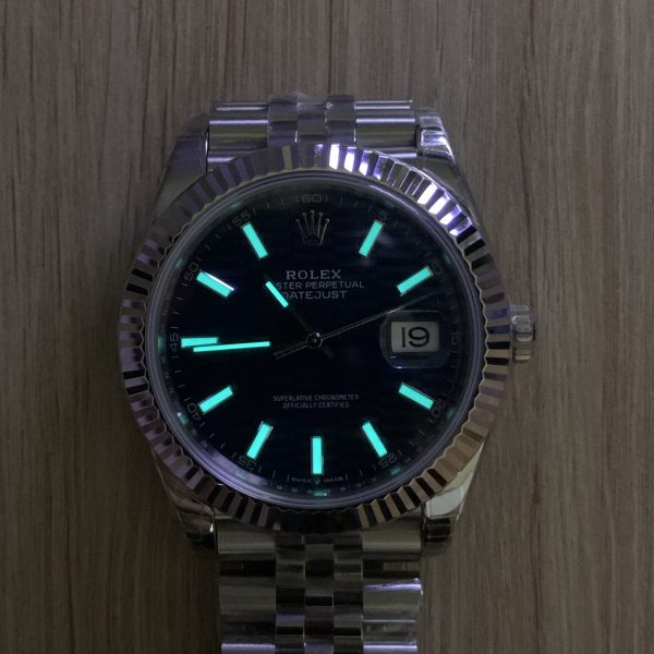 VS Factory Rolex Datejust 41mm Blue Fluted Motif Dial Fluted Bezel Jubilee Bracelet (126334) — detail view 5