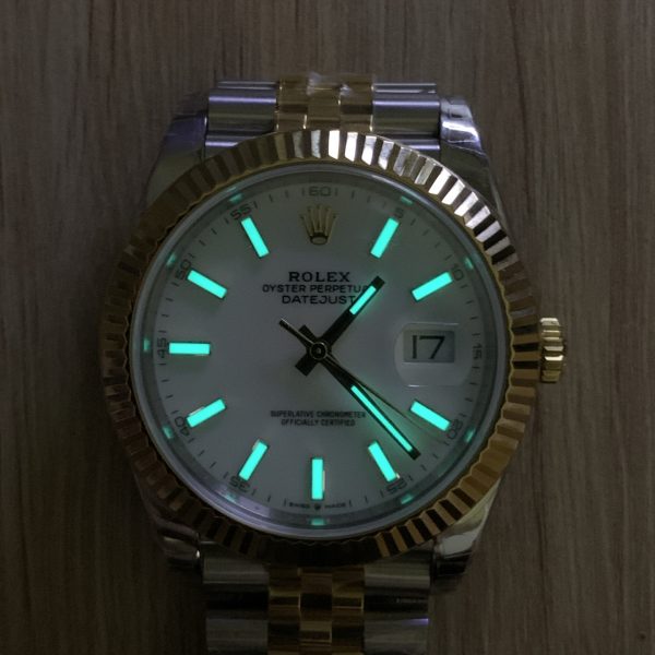 VS Factory Rolex Datejust 41mm Two-Tone Yellow Gold White Dial Jubilee Bracelet (126333) — detail view 8