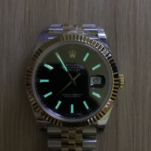VS Factory Rolex Datejust 41mm Two-Tone Yellow Gold Black Dial Jubilee Bracelet (126333) — detail view 9