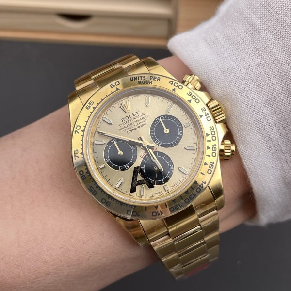 VS Factory Rolex Cosmograph Daytona 40mm Champagne Dial Yellow Gold (126508) — detail view 4