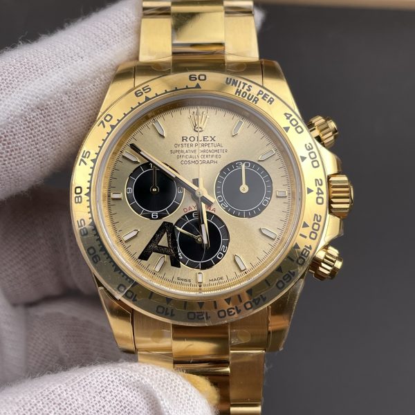VS Factory Rolex Cosmograph Daytona 40mm Champagne Dial Yellow Gold (126508) — detail view 3