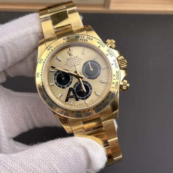 VS Factory Rolex Cosmograph Daytona 40mm Champagne Dial Yellow Gold (126508) — detail view 2