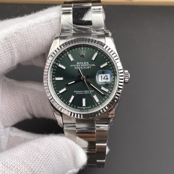 VS Factory Rolex Datejust 36mm Sunburst Green Dial Oyster Bracelet (126234) — front product view