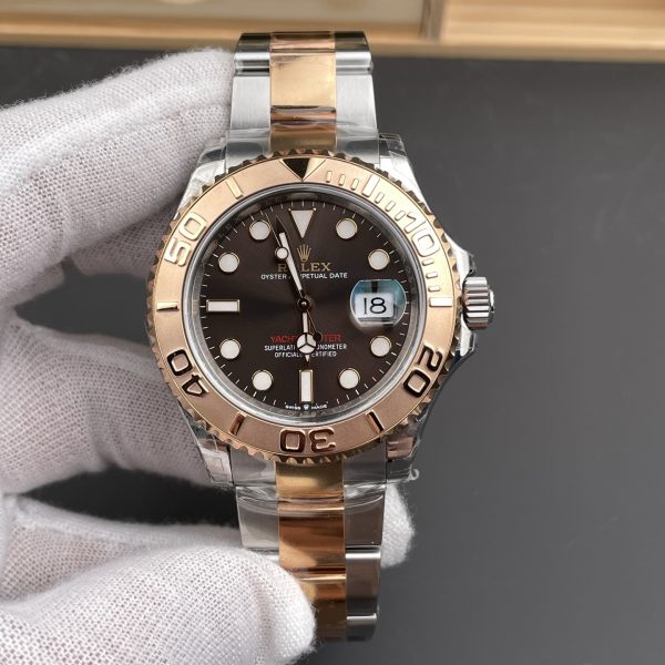 VS Factory Rolex Yacht-Master 40mm Two-Tone Rose Gold Chocolate Dial Rose Gold Bezel Oyster Bracelet… — front product view