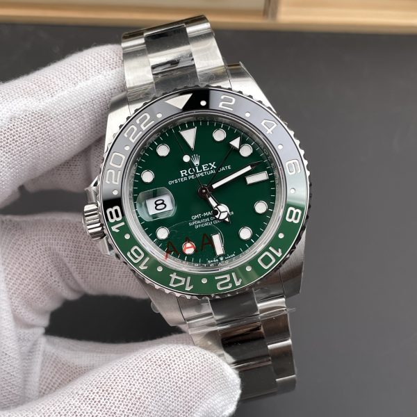 VS Factory Rolex GMT-Master II Left-Handed Green Dial Black/Green Ceramic Bezel “Sprite”Oyster Bracelet… — detail view 2