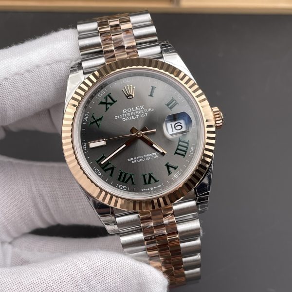 VS Factory Rolex Datejust 36mm Two-Tone Rose Gold Slate Grey”Wimbledon” Dial Fluted Bezel Jubilee… — detail view 3