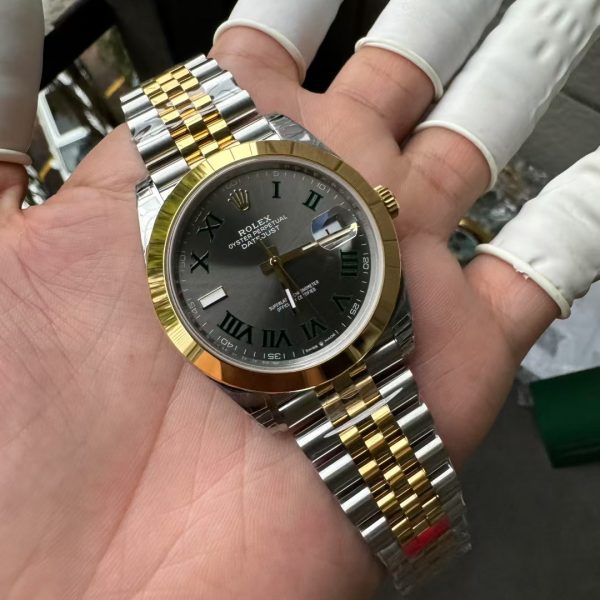 VS Factory Rolex Datejust 41mm Two-Tone Yellow Gold Slate Grey”Wimbledon” Dial Smooth Bezel Jubilee… — detail view 2