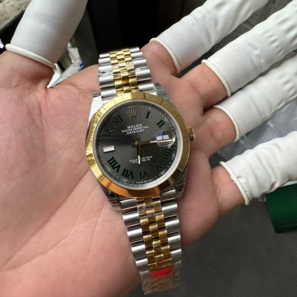VS Factory Rolex Datejust 41mm Two-Tone Yellow Gold Slate Grey”Wimbledon” Dial Smooth Bezel Jubilee… — detail view 3