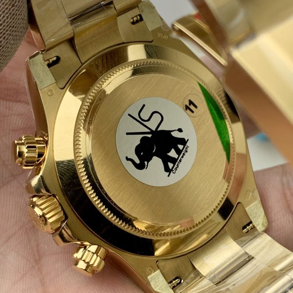 VS Factory Rolex Cosmograph Daytona Full Yellow Gold “John Mayer” Green Dial (116508) — detail view 5