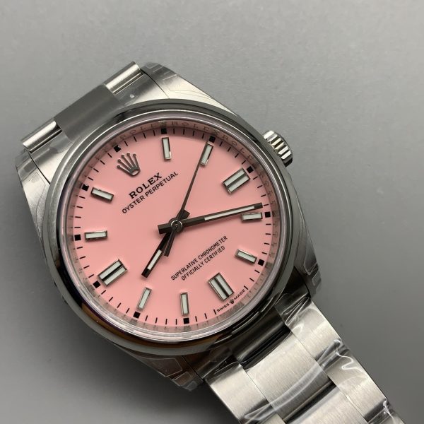 VS Factory Rolex Oyster Perpetual 36mm “Candy Pink”Dial Smooth Bezel Oyster Bracelet (126000) — detail view 3