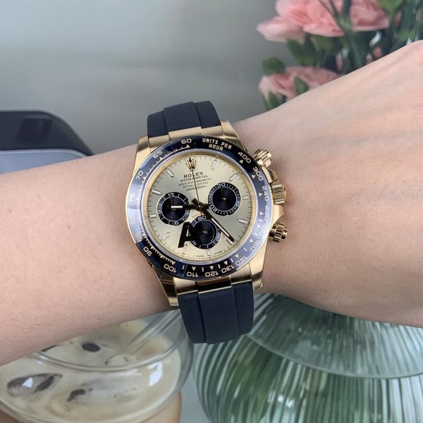 VS Factory Rolex Cosmograph Daytona Yellow Gold “Shawn Yue” Champagne Dial Rubber Strap (126518LN) — detail view 6